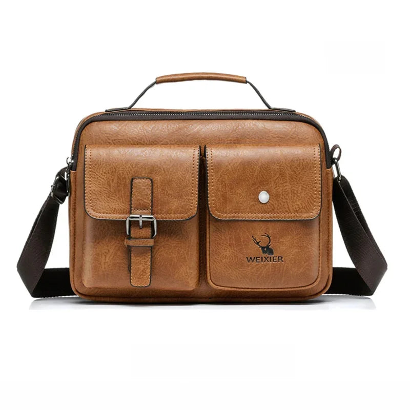 Men Cross body Messenger Tote Bags Multi-Purpose Business Retro PU Leather Male One Shoulder Handbag Crossbody Bag