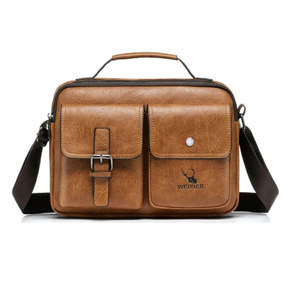Men Cross body Messenger Tote Bags Multi-Purpose Business Retro PU Leather Male One Shoulder Handbag Crossbody Bag