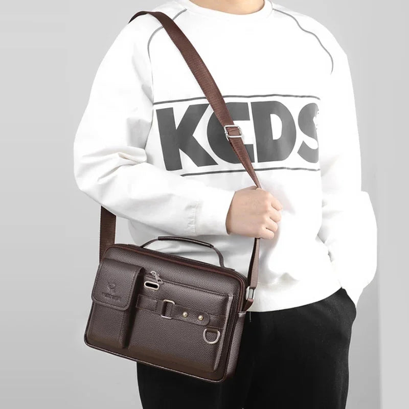 Men Cross body One Shoulder Business Briefcases Casual Laptop Retro Office Male Messenger Top Handle Bag Handbag