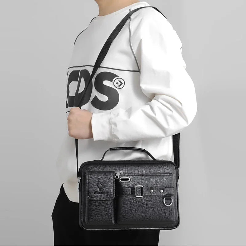 Men Cross body One Shoulder Business Briefcases Casual Laptop Retro Office Male Messenger Top Handle Bag Handbag