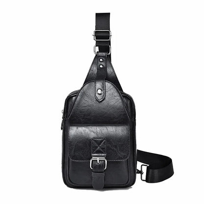 Men Cross body Shoulder Chest Sling Backpack PU Leather Fashion Trend Rtro Travel Male Side Messenger Bag
