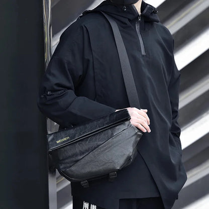 Men Cross body Shoulder Sling Backpack PU Leather Lightweight Minimalist Travel Fashion Retro Male Messenger Chest Bag