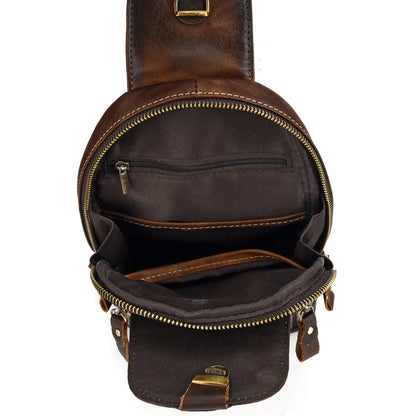 Men Cross body Sling Backpack Shoulder Chest Bag Genuine Leather Retro Travel Casual Real Cowhide Male Side Messenger Bags