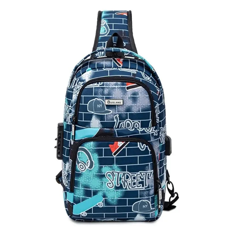Men Crossbody Sling Bags Women Small Fashion Vintage Chest Packs Casual Personalization Couple Multifunction Traveling Chest Bag