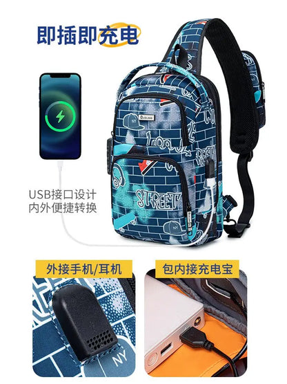 Men Crossbody Sling Bags Women Small Fashion Vintage Chest Packs Casual Personalization Couple Multifunction Traveling Chest Bag