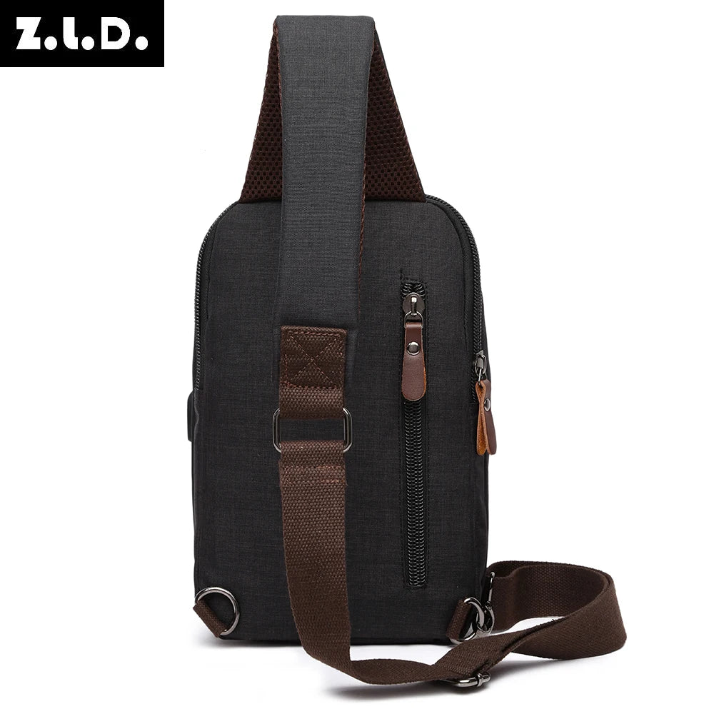 Men Crossbody Small Sling Bag waterproof Multifunction Shoulder Bag Outdoor Sport Shoulder Chest Daily Picnic Canvas Bag