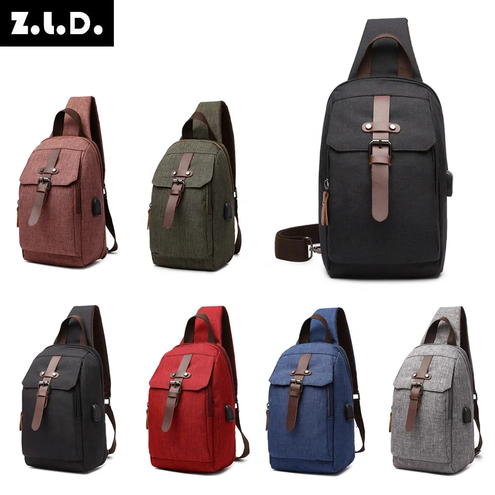 Men Crossbody Small Sling Bag waterproof Multifunction Shoulder Bag Outdoor Sport Shoulder Chest Daily Picnic Canvas Bag