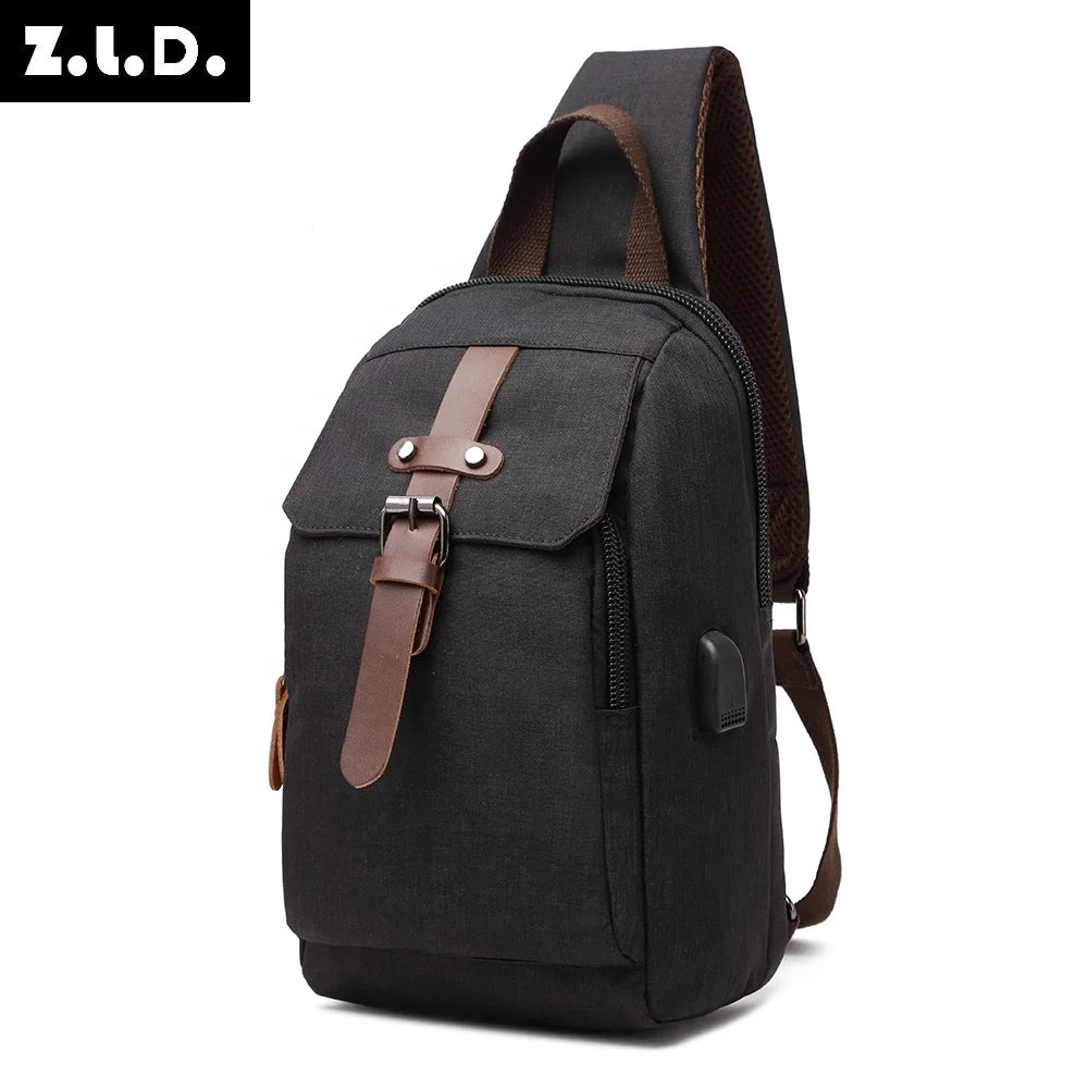 Men Crossbody Small Sling Bag waterproof Multifunction Shoulder Bag Outdoor Sport Shoulder Chest Daily Picnic Canvas Bag