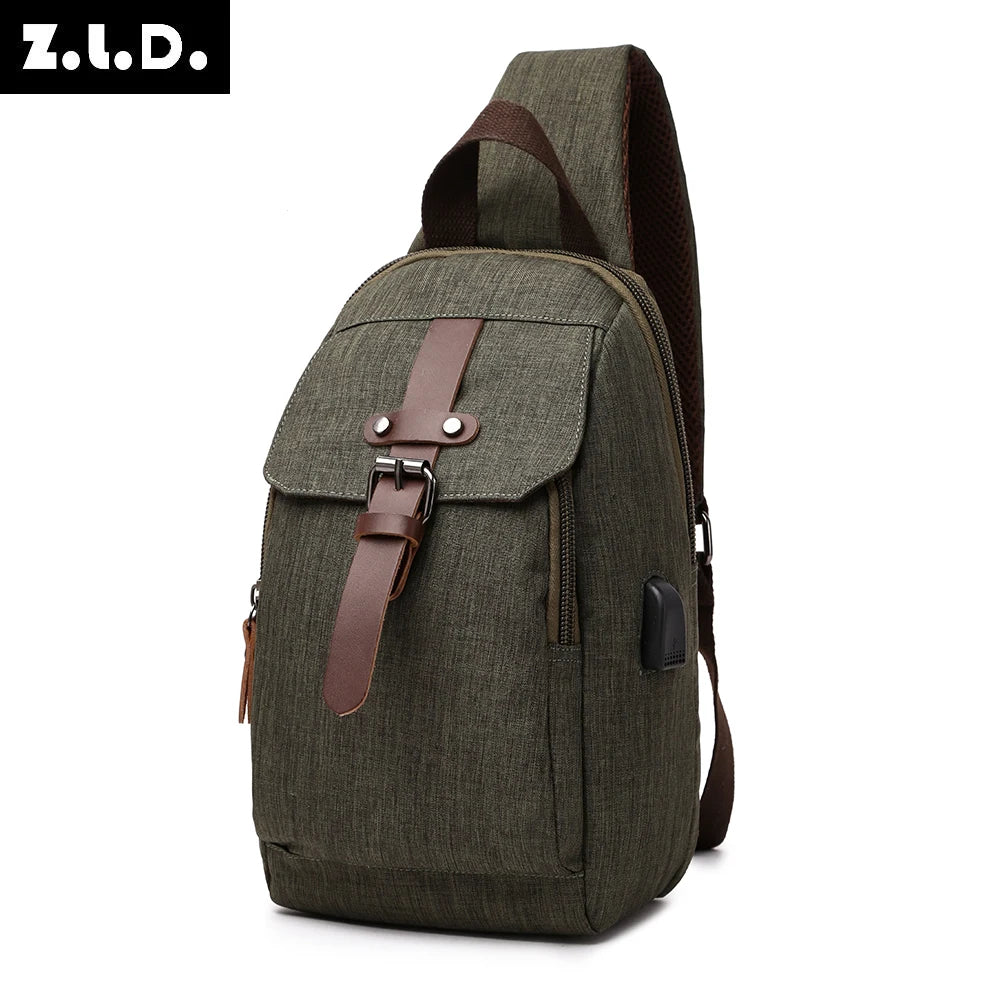 Men Crossbody Small Sling Bag waterproof Multifunction Shoulder Bag Outdoor Sport Shoulder Chest Daily Picnic Canvas Bag