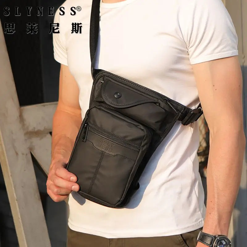 Men Drop Leg Bag Fanny Pack Motorcycle Riding High Quality Nylon Casual Shoulder Cross Body Thigh Male Hip Belt Waist Bags