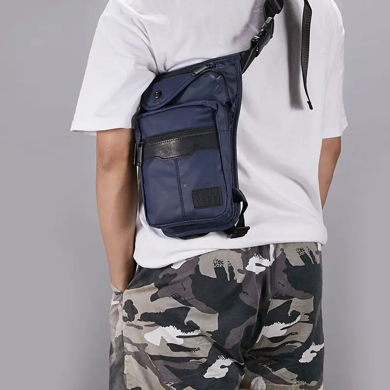 Men Drop Leg Bag Fanny Pack Motorcycle Riding High Quality Nylon Casual Shoulder Cross Body Thigh Male Hip Belt Waist Bags