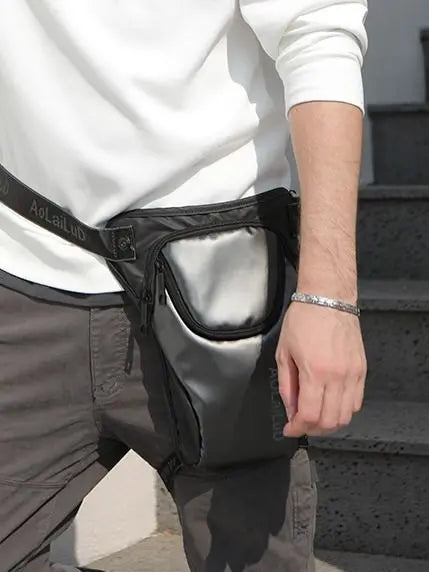 Men Drop Leg Bag Fanny Waist Pack for Motorcycle Rider Waterproof Nylon Sports Male Messenger Cross Body Bum Hip Belt Thigh Bags