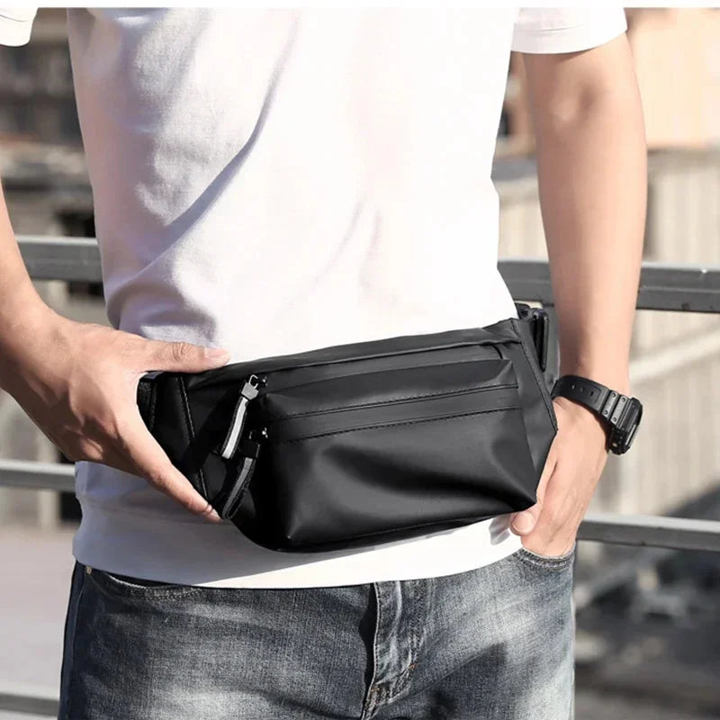 Men Fanny Hip Waist Belt Bag Purse Waterproof Nylon Travel Multi-Pocket Fashion Male Money Pouch Sling Chest Pack Bum Bags