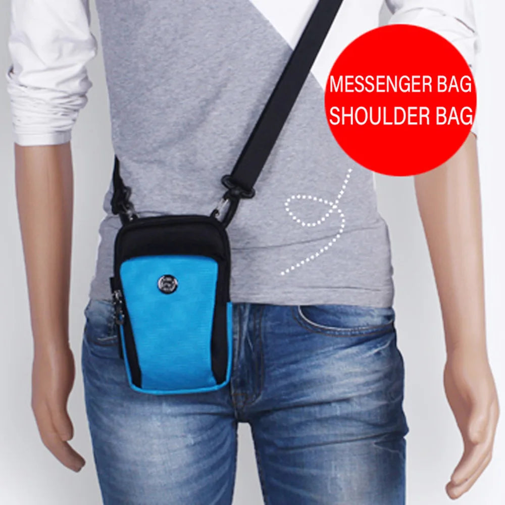 Men Fanny Waist Pack Bag Mini Cross body Shoulder Bags Waterproof Nylon Unisex Male Cell Mobile Phone Case Cover Belt Hook Bag