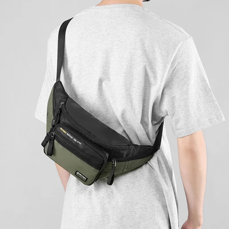 Men Fanny Waist Sling Chest Bag Purse Waterproof Nylon Multi-purpose Travel Male Cross body Shoulder Hip Belt Bum Pack Bags