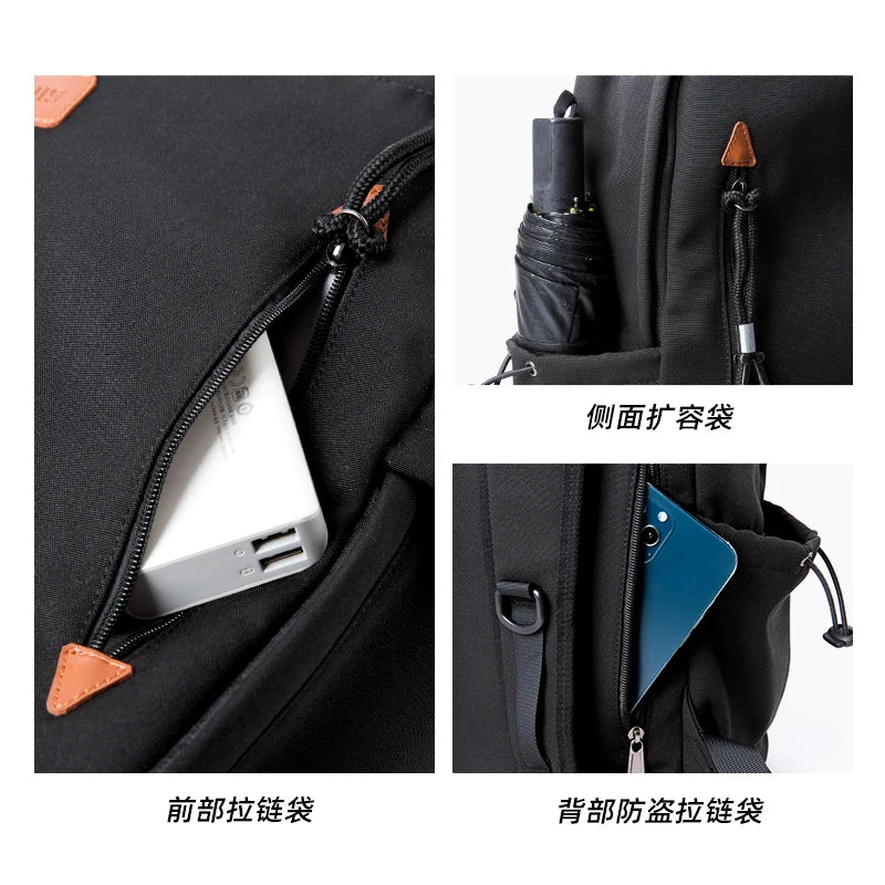 Men Fashion Backpack Waterproof 15 inch Laptop Backpack Zipper Anti-theft Multifunction Travel Rucksack for Youth
