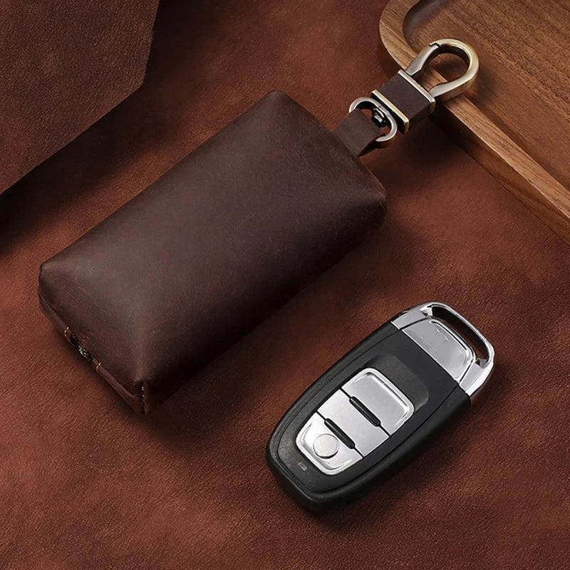Men Fashion Headset Coin Purse Leather Change Wallet Pouch with Keyring Zipper Pocket