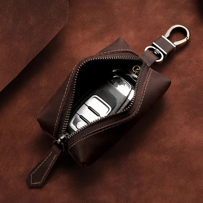 Men Fashion Headset Coin Purse Leather Change Wallet Pouch with Keyring Zipper Pocket