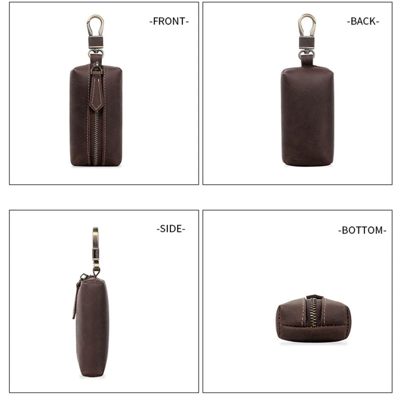 Men Fashion Headset Coin Purse Leather Change Wallet Pouch with Keyring Zipper Pocket