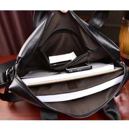 Men Genuine Briefcase Large Business Office Handbag Male Leather 14" Laptop Shoulder Bags Men's Travel Messenger Bag