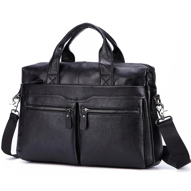Men Genuine Handbags Large Briefcases Male Leather 14" Laptop Messenger Bags Men's Business Travel Shoulder Bag Mujer
