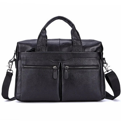 Men Genuine Handbags Large Briefcases Male Leather 14" Laptop Messenger Bags Men's Business Travel Shoulder Bag Mujer