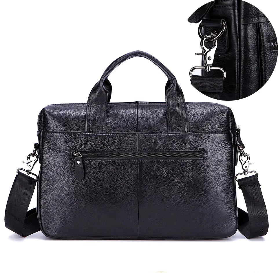 Men Genuine Handbags Large Briefcases Male Leather 14" Laptop Messenger Bags Men's Business Travel Shoulder Bag Mujer