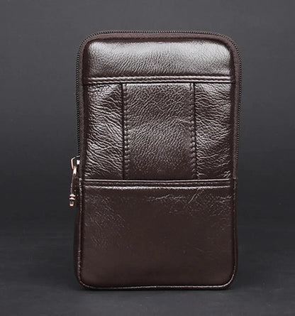 Men Genuine Leather Cell/Mobile Phone Case Cover Waist Bag Pocket Bum Cigarette Pouch Purse Hip Belt Bags Fanny Pack
