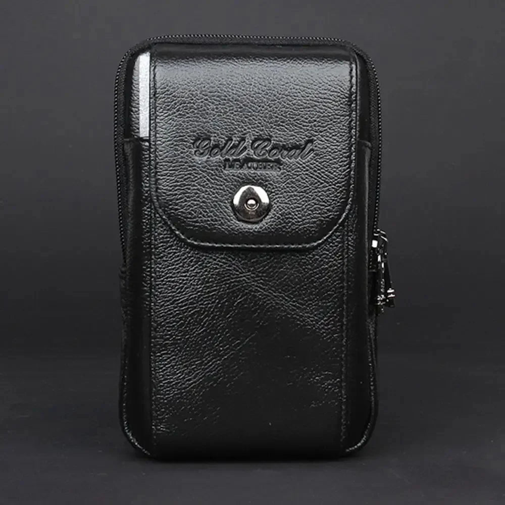 Men Genuine Leather Cell/Mobile Phone Case Cover Waist Bag Pocket Bum Cigarette Pouch Purse Hip Belt Bags Fanny Pack