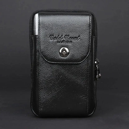 Men Genuine Leather Cell/Mobile Phone Case Cover Waist Bag Pocket Bum Cigarette Pouch Purse Hip Belt Bags Fanny Pack