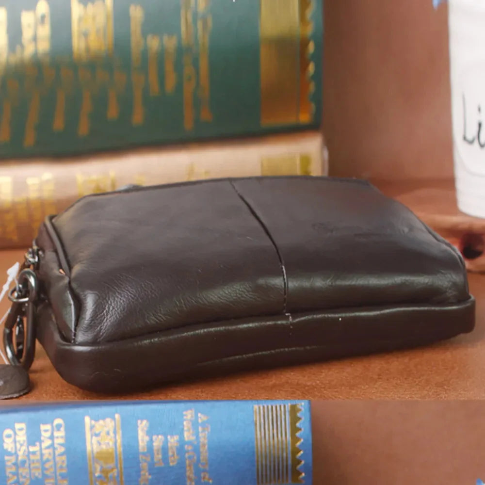 Men Genuine Leather Clutch Wrist Handy Bags Wallet Multifunction Waist Belt Organizer Wallets Cell Phone Case Fanny Bag Purse
