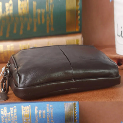 Men Genuine Leather Clutch Wrist Handy Bags Wallet Multifunction Waist Belt Organizer Wallets Cell Phone Case Fanny Bag Purse