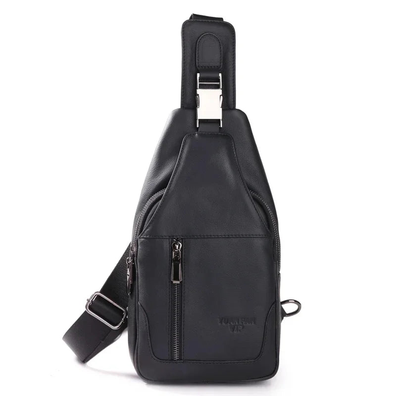 Men Genuine Leather Crossbody Chest Bags Real Cowhide Casual Riding Shoulder Bag Male Sling Backpack Rucksack
