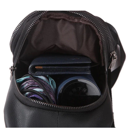 Men Genuine Leather Crossbody Chest Bags Real Cowhide Casual Riding Shoulder Bag Male Sling Backpack Rucksack