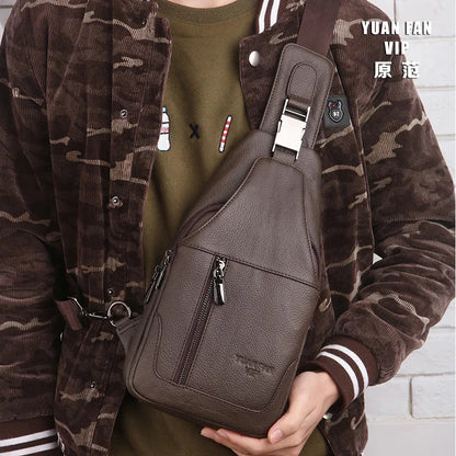 Men Genuine Leather Crossbody Chest Bags Real Cowhide Casual Riding Shoulder Bag Male Sling Backpack Rucksack
