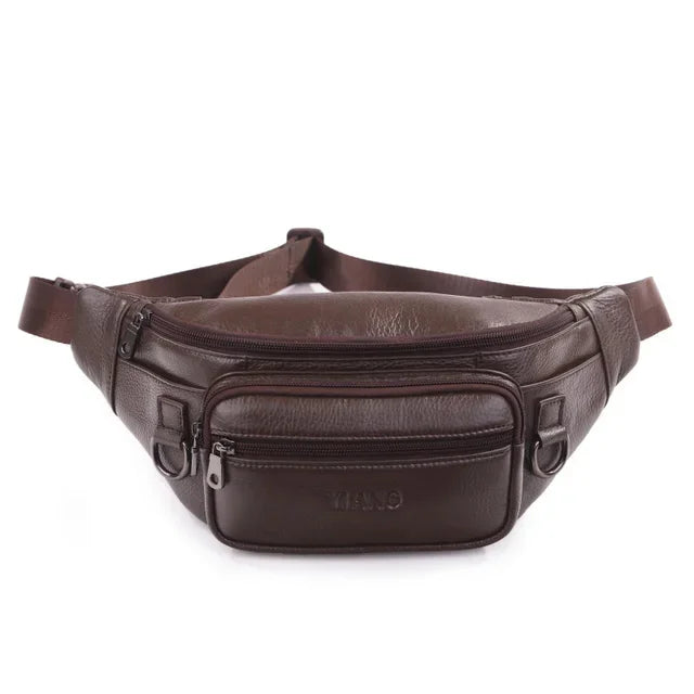 Men Genuine Leather Fanny Belt Pack Pouch Shoulder Hip Bum Bag Fashion High Quality Male Real Cowhide Chest Waist Bags New