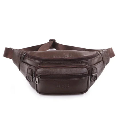 Men Genuine Leather Fanny Belt Pack Pouch Shoulder Hip Bum Bag Fashion High Quality Male Real Cowhide Chest Waist Bags New