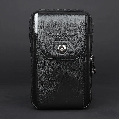 Men Genuine Leather Fanny Waist Pack Bag Pocket Cigarette Male Natural Skin Hip Bum Cell/Mobile Phone Case Cover Belt Bags