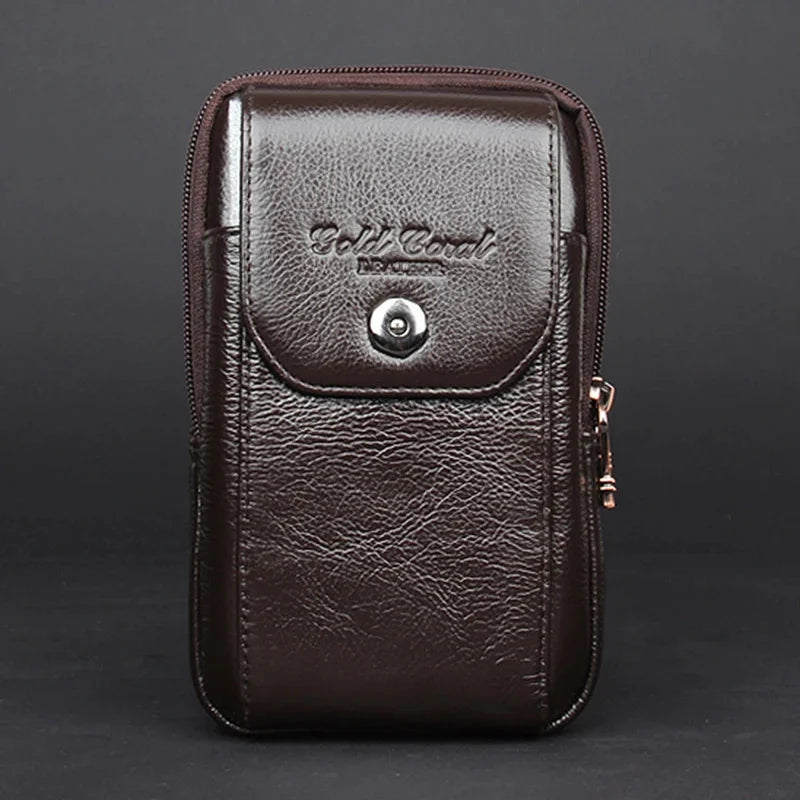 Men Genuine Leather Fanny Waist Pack Bag Pocket Cigarette Male Natural Skin Hip Bum Cell/Mobile Phone Case Cover Belt Bags