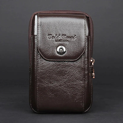 Men Genuine Leather Fanny Waist Pack Bag Pocket Cigarette Male Natural Skin Hip Bum Cell/Mobile Phone Case Cover Belt Bags