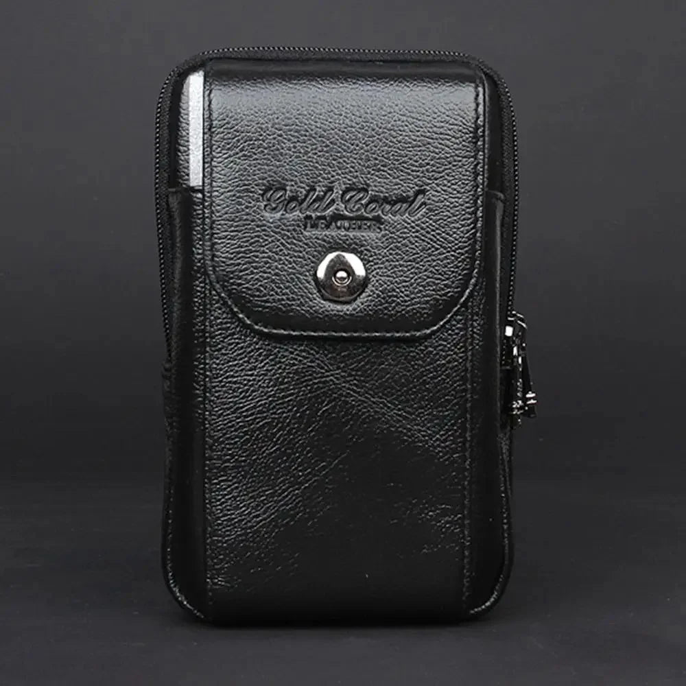 Men Genuine Leather Fanny Waist Pack Bag Pocket Cigarette Male Natural Skin Hip Bum Cell/Mobile Phone Case Cover Belt Bags