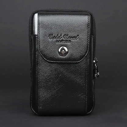 Men Genuine Leather Fanny Waist Pack Bag Pocket Cigarette Male Natural Skin Hip Bum Cell/Mobile Phone Case Cover Belt Bags