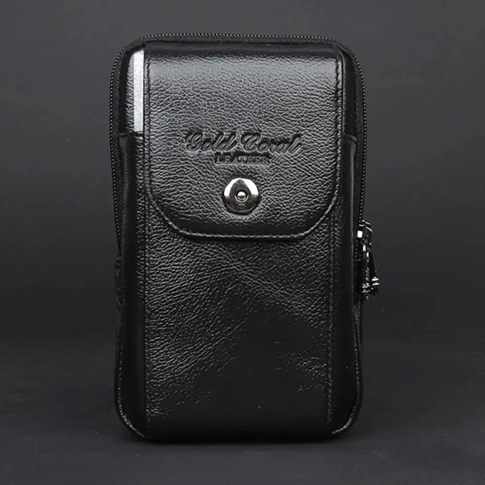 Men Genuine Leather Fanny Waist Pack Bag Pocket Cigarette Male Natural Skin Hip Bum Cell/Mobile Phone Case Cover Belt Bags