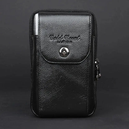 Men Genuine Leather Fanny Waist Pack Bag Pocket Cigarette Male Natural Skin Hip Bum Cell/Mobile Phone Case Cover Belt Bags