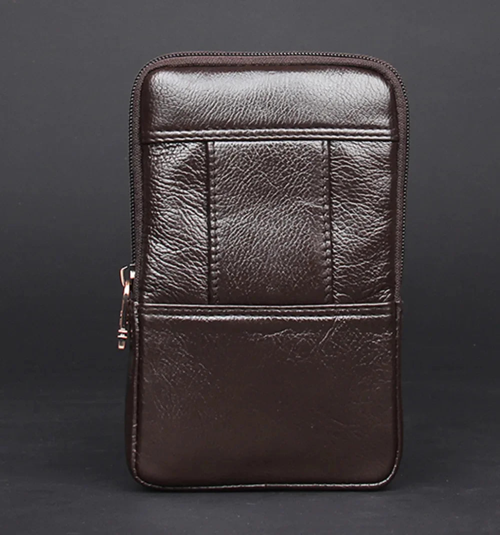 Men Genuine Leather Fanny Waist Pack Bag Pocket Cigarette Male Natural Skin Hip Bum Cell/Mobile Phone Case Cover Belt Bags