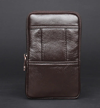 Men Genuine Leather Fanny Waist Pack Bag Pocket Cigarette Male Natural Skin Hip Bum Cell/Mobile Phone Case Cover Belt Bags