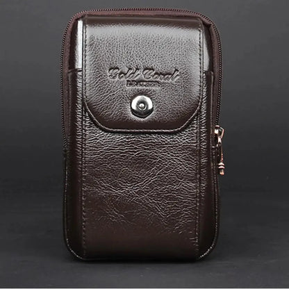 Men Genuine Leather Fanny Waist Pack Bag Pocket Cigarette Male Natural Skin Hip Bum Cell/Mobile Phone Case Cover Belt Bags