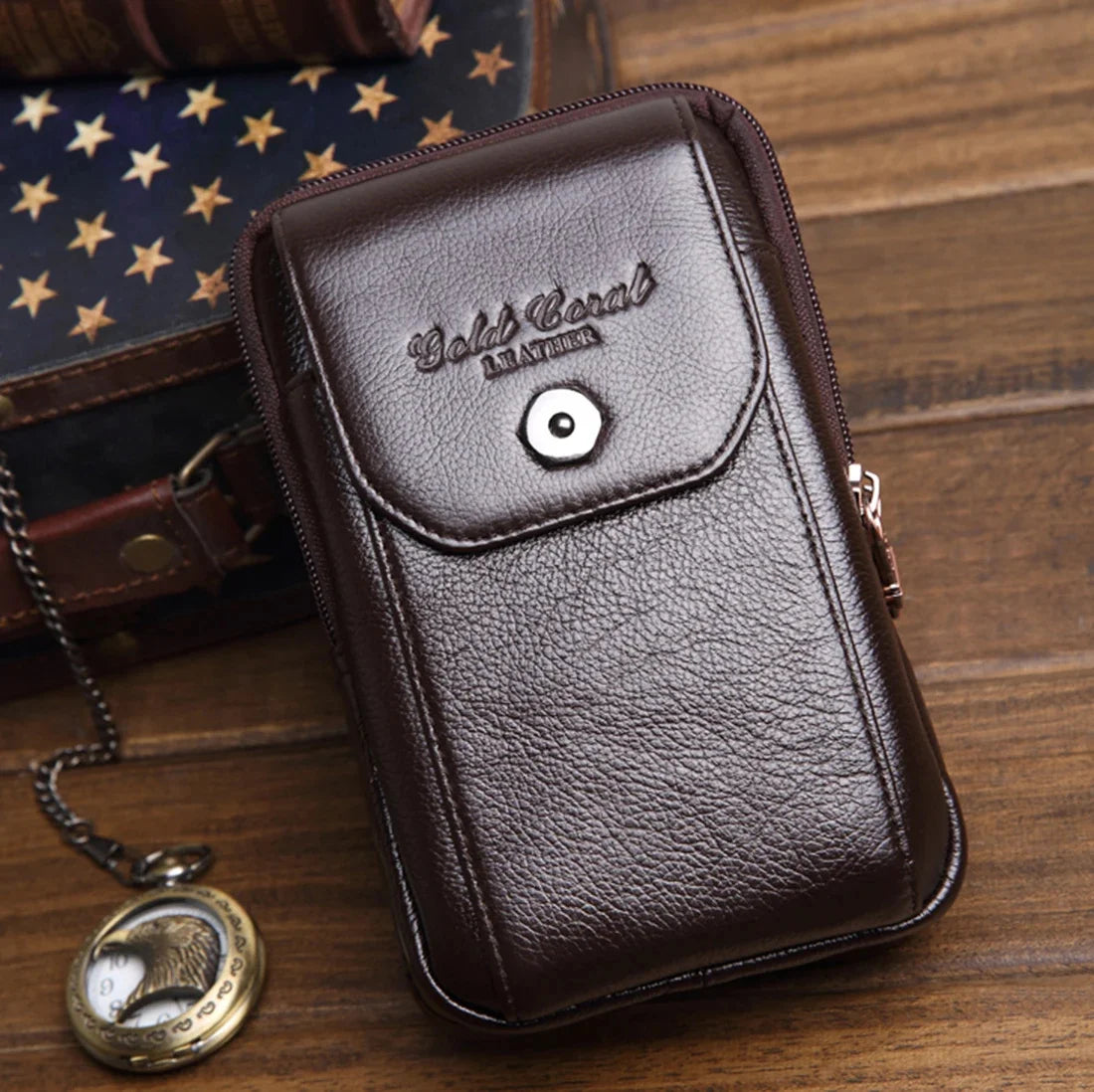 Men Genuine Leather Fanny Waist Pack Bag Pocket Cigarette Male Natural Skin Hip Bum Cell/Mobile Phone Case Cover Belt Bags
