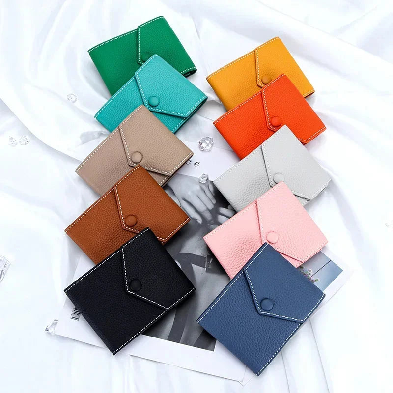 Men Genuine Leather Male Brand Envelope Design Credit Card Case Holder Dollar Money Clip Wallet for Women