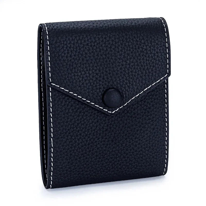 Men Genuine Leather Male Brand Envelope Design Credit Card Case Holder Dollar Money Clip Wallet for Women
